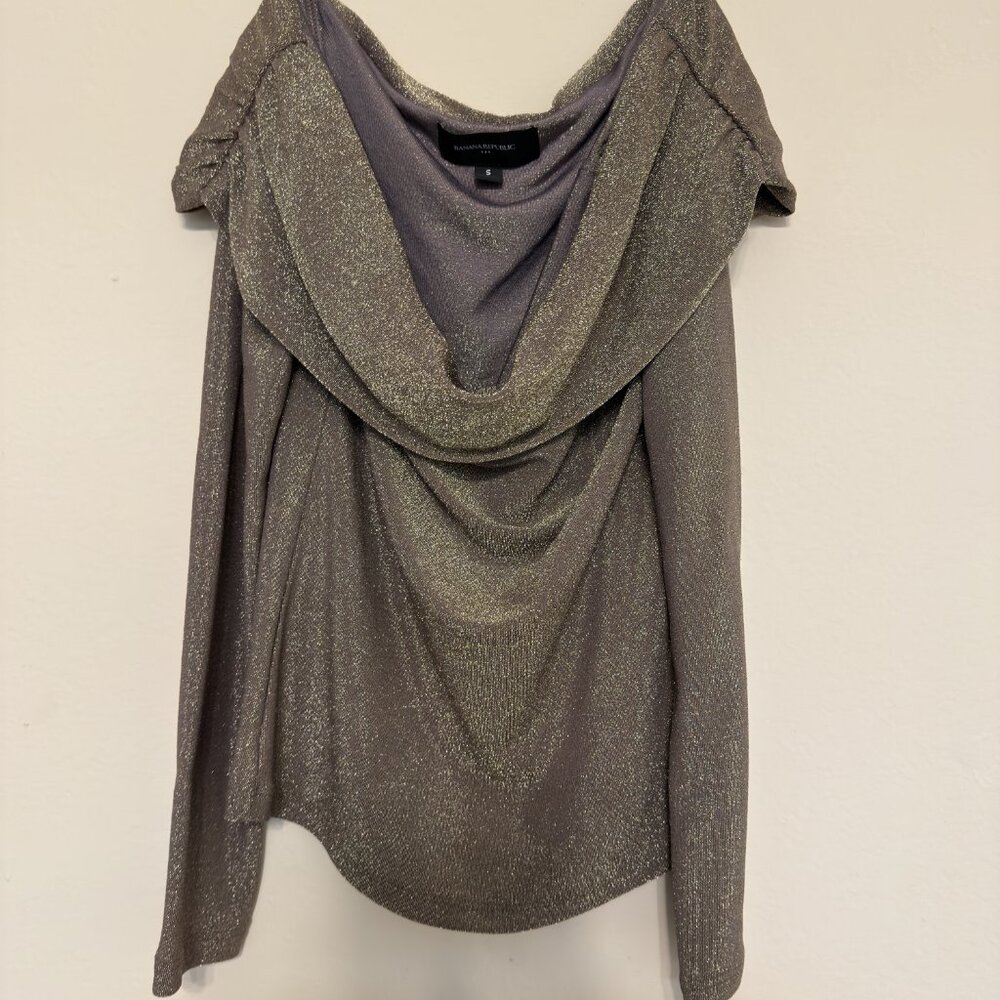 Banana Republic Off-Shoulder Sparkle Top Gold Size S - Picture 7 of 10